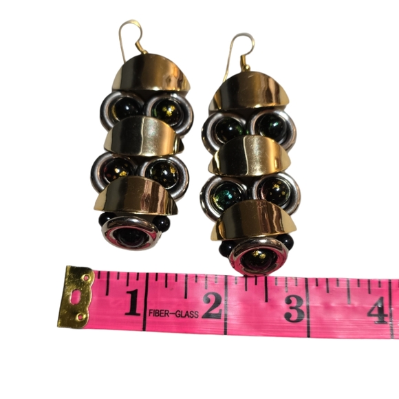 Handmade Parts and Beads Dangle Earrings - Picture 2 of 3